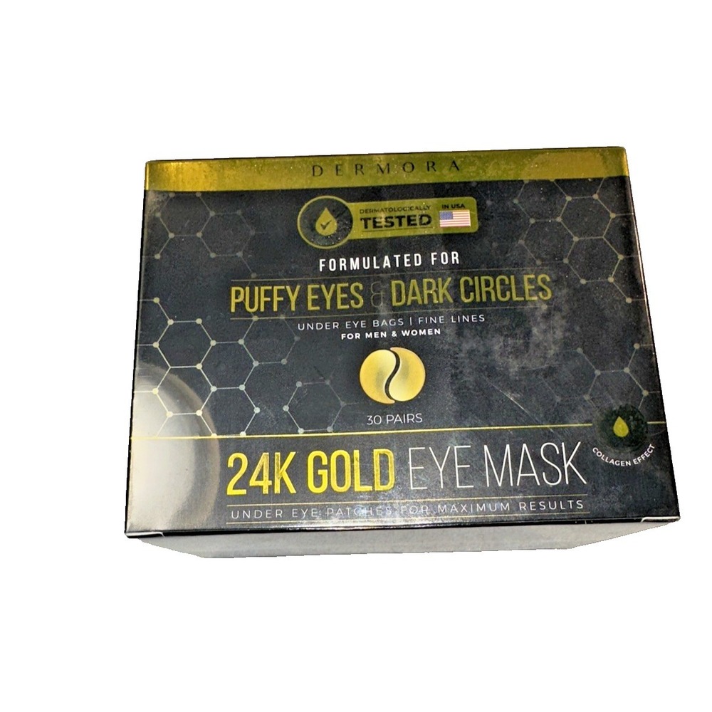 Dermora 24k Gold Eye Mask Formulated For Puffy Eyes/Dark Circles Sealed 30 pair